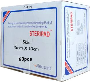 Ashni Steripad for Dressing Sterilised Gauze pad 15cmx10cm 60pcs Sterile Gauge Roll