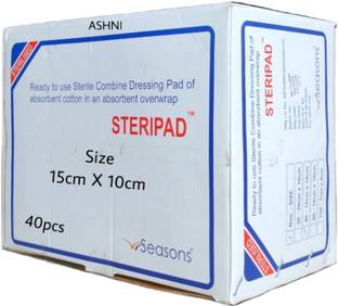 Ashni Steripad for Dressing Sterilised Gauze pad 15cmx10cm 40pcs Sterile Gauge Roll