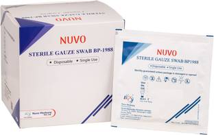 NUVO MEDSURG Gauze Swab (7.5Cms X7.5Cms X12Ply) - 75 Pcs   Sterile Gauge Roll