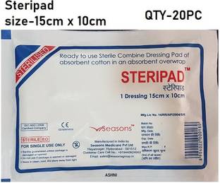 Ashni Steripad for Dressing Sterilised Gauze pad 15cmx10cm 20pcs Sterile Gauge Roll