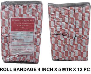 BENGAL SURGICALS Absorbent Cotton Medical Gauze Roll Bandage 4inch (10cm x 5mtr) Sterile Gauge Roll