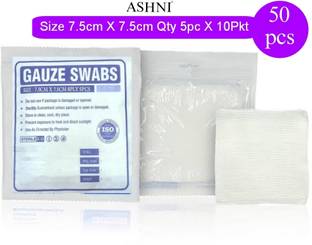 Ashni Gauze Swab 7.5X7.5 5pcs Total50pcs Medical Sterile Gauze Dressing Pad Sterile Gauge Roll