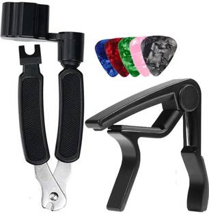 Urban Infotech Acoustic Stainless Steel Guitar String with Strind winder and Metal Alloy Clutch Guitar Capo