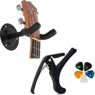 AMG Music Acoustic Guitar Capo with Picks and Guitar wall Hanger Guitar Stand for Electric Clutch Guitar Capo