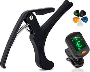 AMG Music Acoustic Guitar Capo for Ukulele with Automatic Digital Guitar Tuner and Picks Clutch Guitar Capo