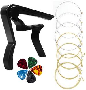 IMAGINEA Guitar String with 5 Pick for Acoustic Guitar & 3 in 1 Guitar Capo quick change Clutch Guitar Capo