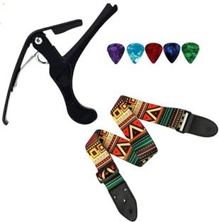 IMAGINEA Acoustic Guitar Strap with Quick Change Capo & 5Picks for All Types of Guitar Clutch Guitar Capo