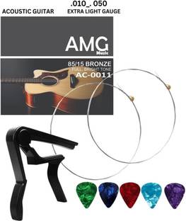 Mocking Bird Acoustic E-1st Guitar Strings With One Handed Trigger Guitar Capo With 5 Picks Clutch Guitar Capo