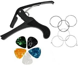 TechBlaze Metal Alloy Guitar Capo Full Set of 6 Acoustic Guitar Strings Stainless Steel Clutch Guitar Capo