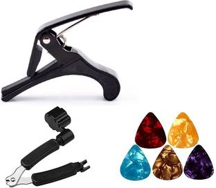 TechBlaze Guitar Capo for Acoustic Guitars Metal Alloy Capotastos One Handed Trigger Guitar Capo with free Picks for Acoustic Guitar, Electric and Ukulele Capo, Capo and Picks Combo Clutch Guitar Capo