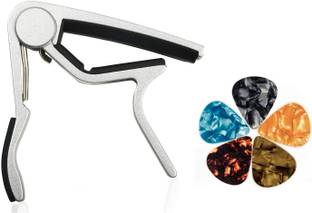 DawnRays Guitar Capo with 5 Picks One Handed Trigger Alloy Guitar Capo Quick Change 6-String Metal Alloy Guitar Capo, For Acoustic Guitar, Classical Guitars Electric Ukulele Banjo and Mandolin Clutch Guitar Capo