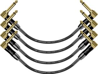 Softline Pro SP PRT 09 G-4 Guitar Patch Cable Right Angle 1/4 Inch Instrument Cable Pack of 4 Double Angled TS Patch Cable