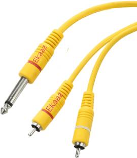 EKAAZ TS Mono to RCA Y Splitter Cable, 1/4 to Dual RCA Audio Cable Double Angled TS Patch Cable