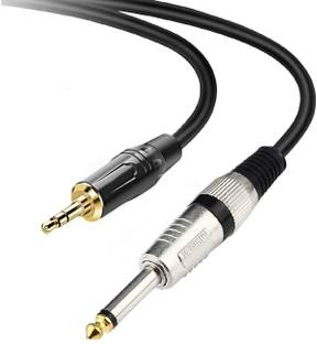 Wicrotec Instrument Cable- 6.35mm (1/4 inch) Male Mono to 3.5mm Male Audio Jack Cable Double Angled TRS Patch Cable