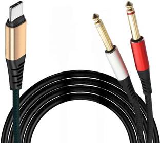 Urban Infotech 1.5 Meter Audio Cable USB C to 1/4-inch Cable, USB C to Dual TS Mono Cable Double Angled XLR Patch Cable