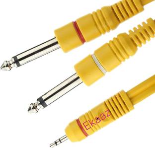 EKAAZ 3.5mm 1/8" TRS Male to 2X 6.35mm 1/4" TS Male Mono Stereo Y-Cable Straight TS Patch Cable