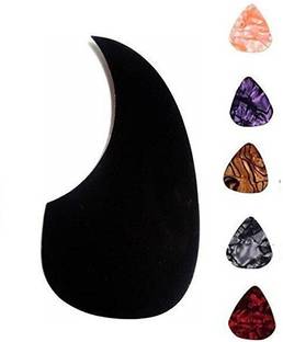 TechBlaze Self Ahesive Guitar Pickguard, Scratchplate Replacement Anti-Scratch Pickguard Plate With 5 Picks for Acoustic Guitar, Sticker For Guitar Pickguard for Guitar-Black Guitar Sticker