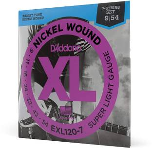 D'ADDARIO Electric EXL120-7 Nickel Wound 7-String Electric Guitar Strings, Super Light, 09-54 Guitar String