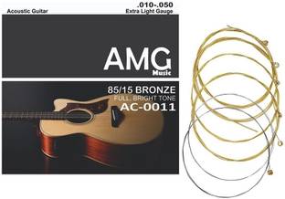 AMG Music Acoustic Guitar String Set 6 WITH NORMAL BRIGHT TONE Guitar String For Acoustic Guitar Light Weight Guitar String Set ( Set of 6 ) Guitar String