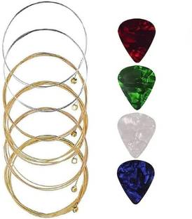 amg digital Acoustic Acoustic Guitar String set with 4 Picks Bronze Guitar Strings, Light Tension Guitar String