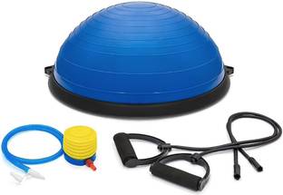 PSR ENTERPRISES Bosu Ball Imported Size 60cm for Exercise with 2 Resistance Bands, 1 Foot Pump Gym Ball