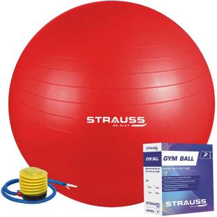 Strauss Anti Burst Exercise Ball | Yoga Ball | Pregnancy Ball for Fitness , 85 Cm (Red) Gym Ball