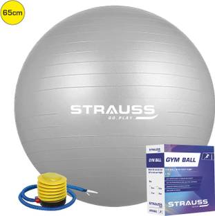 Strauss Anti Burst Gym Ball | Exercise Ball | Yoga Ball | Workout Ball , 65 Cm (Grey) Gym Ball