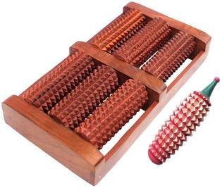 Cirise Wooden Foot 6 Roller Massager with Karela for Hand and Fingers