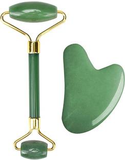 escora Jade Roller Face Massager For Women Men | 100% Natural Jade Stone Facial Roller Massage with Gua Sha Tool for Face Eye Neck Foot Massage | Skin care And Anti-Aging Therapy