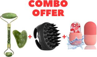 CartEase Corner Natural Hair Scalp Massager Shampoo Brush, Ice Face Roller Massager, Jade Roller