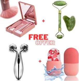 R FASHIO Facial Massager Jade Roller Gua Sha Stone ice roller 3D Roller Makeup Brushes