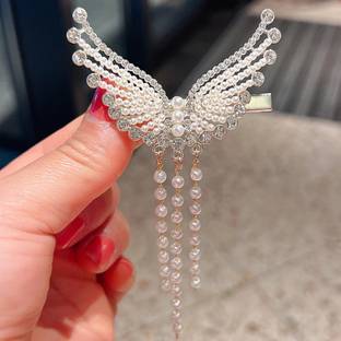 sparkal Pearl Tassel Butterfly Metal Clip Korean Hair Accessories For Girls Woman Hair Clip