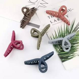 zubsha Hair Clutchers Clamp Matte Finish Rectangle 6 Pcs Hair Claw (Multicolor) Hair Claw