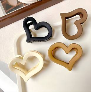VedaCraft Heart-Shaped Matte Finish Hair Clutchers (Set of 4) Hair Claw