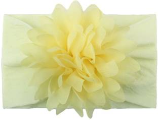 SYGA Baby Girl Headband Nylon Flower Stretchy Hairband Accessories Girl-Beige Yellow Head Band