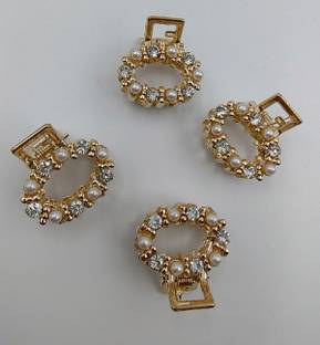 sparkal Party wear Golden Hair Clutcher Pack of 4 for women And Girls Hair Claw
