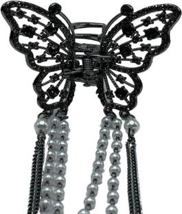 ZOQQI Lily Valley Flower Claw Clip Premium Pearl Butterfly Tassel Elegant Metal Alloy Hair Clip