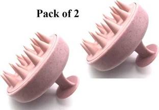 RUGY Orange Scalp Massager Shampoo Brush with Soft Silicone (pack of 2) Hair Accessory Set