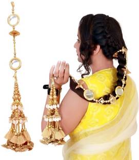 A H S Parandi/Paranda Jewellery Mirrors Hair Braid Choti Cover For Women Hair Accessory Set