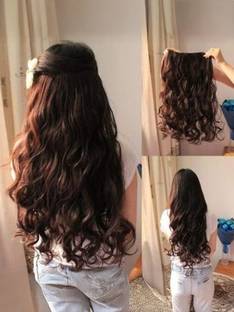 D-DIVINE Stylish Dark Brown Women's Synthetic Curly Hair Extension, Bridal Hair Extension Hair Clip