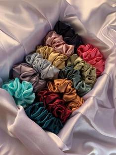 TIVRA Premium Silk Satin Scrunchies (pack of 12) Rubber Band