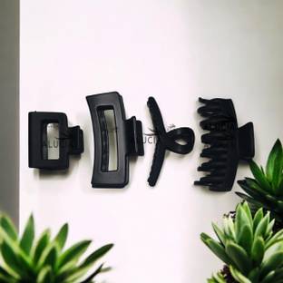 Alucia Black Hair Clutcher Claw Clip Accessories Combo Set For Women, Girls Pack Of 4 Hair Claw