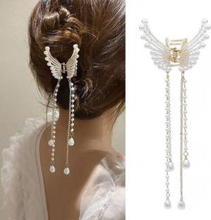 barakath Crystal Pearl Butterfly Hair Clips Tassels Charming Hair Pins Hair Claw