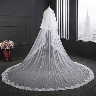Unique Bridal Floor veil Christian Bridal Long Veil with front face Layer With Comb Head Band