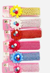 agile fashion Baby Girls Hair Hairband Pearl Crystal Rhinestone Flower Bow Lace Band Elastic Baby Headbands Bow Knot Baby Hair Bands Head Band