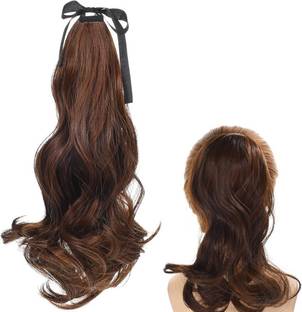 Rizi Curly Drawstring Ponytail Long Natural Look 40CM Length Brown Color maya8a Bun