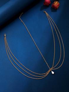 YELLOW CHIMES Gold-Plated Stone-Studded Multi-Layer Head Chain Hair Chain