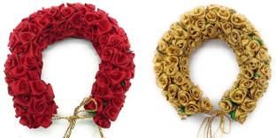 Gozby WellPoint Artificial Red Rose And Flower Gajra for Women Hair Accessory Set