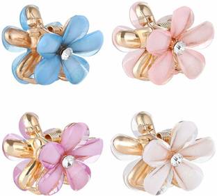 ASG 4 Pcs Rhinestone Mini Flower Decor Crystal Hair Decorations Claw Clips Hair Claw