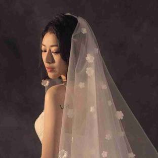 Unique bridal Short veil 2 Tier White Wedding Veil Chapel Bridal Veils with Comb Head Band